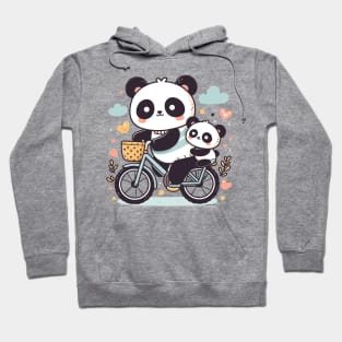 Pandas family riding on a bicycle Hoodie